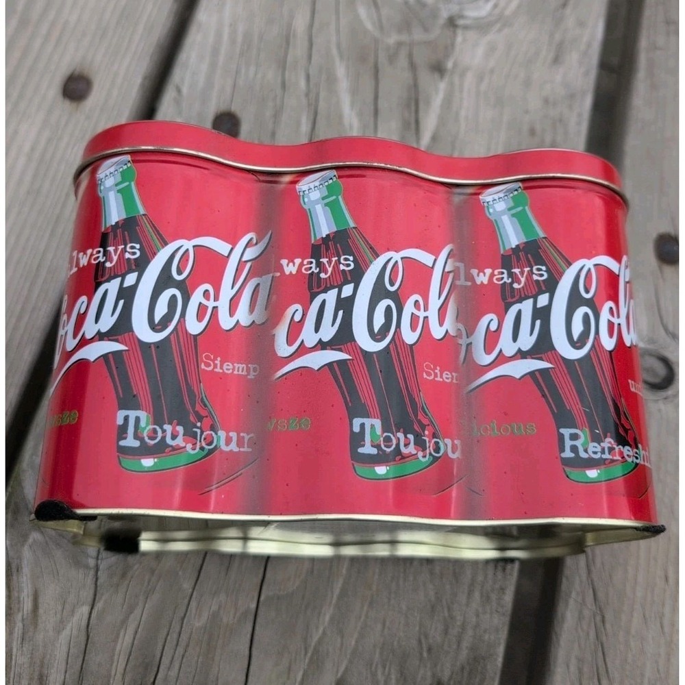 Vintage Always Coca Cola Collectable 6 Pack Red Tin Storage Container 1998